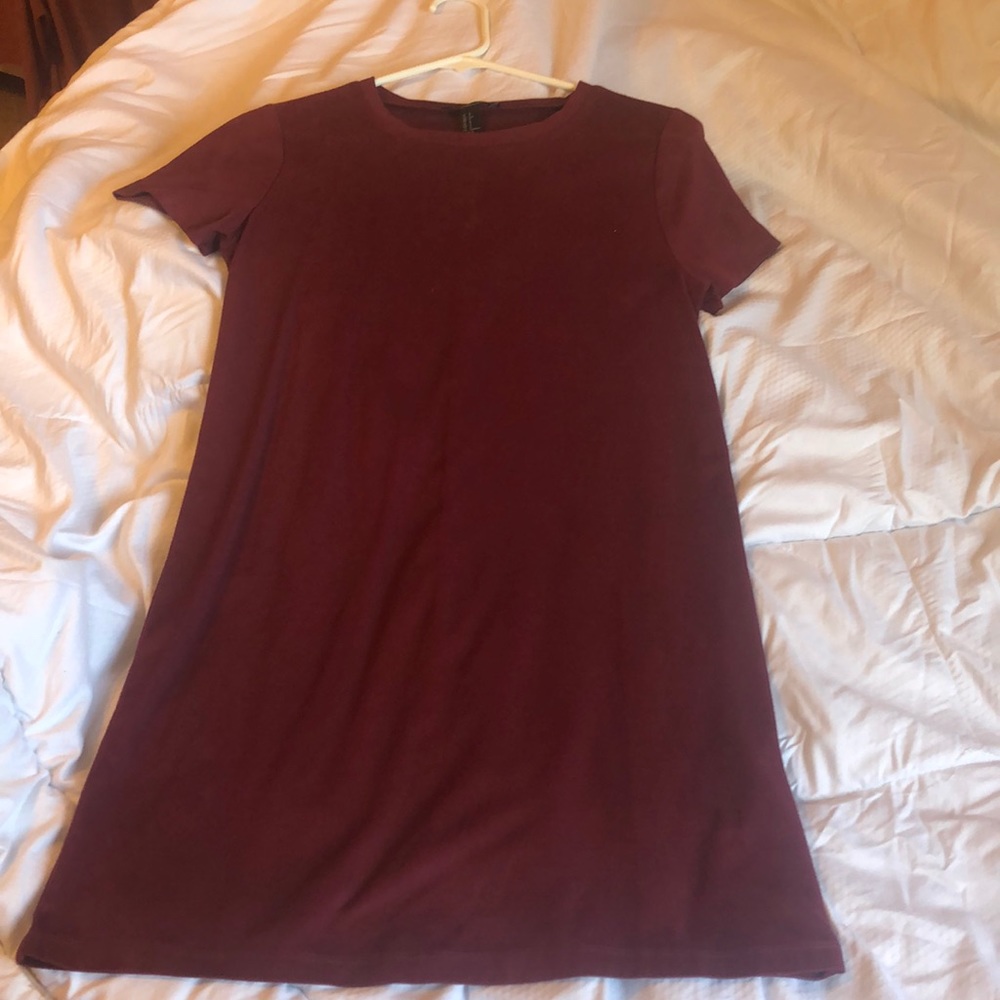 sued burgundy dress